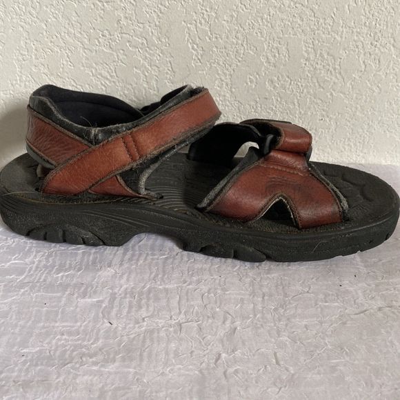 FRYE Windsurf Sandals Brown Leather Strap Shoes Hook & Loop Beach Boat Sz 9M main image 5